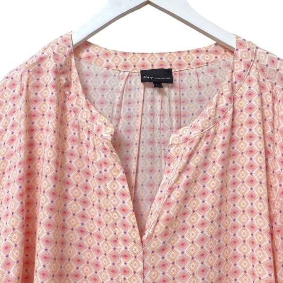 JONES NEW YORK Women Plus Size Blouse Blouse Rayon Top Orange Pink 3/4 Sleeve - Picture 2 of 12